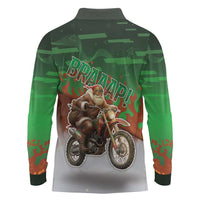 Braaap Christmas Long Sleeve Polo Shirt Motocross Santa - Wonder Print Shop