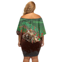 Braaap Christmas Off Shoulder Short Dress Motocross Santa - Wonder Print Shop