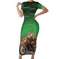 Braaap Christmas Short Sleeve Bodycon Dress Motocross Santa - Wonder Print Shop