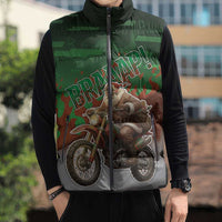Braaap Christmas Sleeveless Puffer Jacket Motocross Santa - Wonder Print Shop