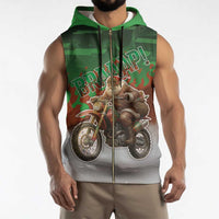 Braaap Christmas Sleeveless Zip Hoodie Motocross Santa - Wonder Print Shop