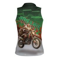 Braaap Christmas Women Sleeveless Polo Shirt Motocross Santa - Wonder Print Shop
