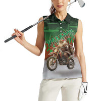 Braaap Christmas Women Sleeveless Polo Shirt Motocross Santa - Wonder Print Shop