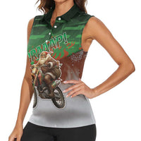 Braaap Christmas Women Sleeveless Polo Shirt Motocross Santa - Wonder Print Shop
