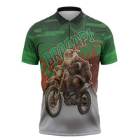 Braaap Christmas Zipper Polo Shirt Motocross Santa - Wonder Print Shop