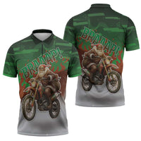 Braaap Christmas Zipper Polo Shirt Motocross Santa - Wonder Print Shop