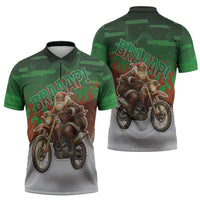 Braaap Christmas Zipper Polo Shirt Motocross Santa - Wonder Print Shop