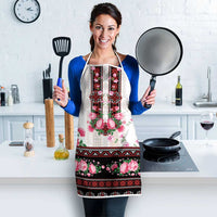 Red Romanian National Costume Apron Peony Flowers Traditional Folk Pattern - Wonder Print Shop