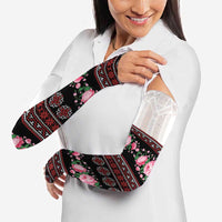 Red Romanian National Costume Arm Sleeves Peony Flowers Traditional Folk Pattern - Wonder Print Shop