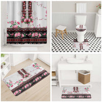 Red Romanian National Costume Bathroom Set Peony Flowers Traditional Folk Pattern - Wonder Print Shop