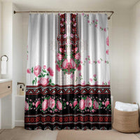 Red Romanian National Costume Bathroom Set Peony Flowers Traditional Folk Pattern - Wonder Print Shop