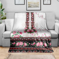 Red Romanian National Costume Blanket Peony Flowers Traditional Folk Pattern - Wonder Print Shop