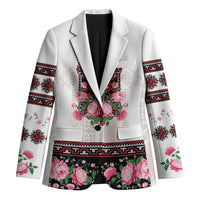 Red Romanian National Costume Blazer Peony Flowers Traditional Folk Pattern - Wonder Print Shop