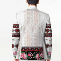 Red Romanian National Costume Blazer Peony Flowers Traditional Folk Pattern - Wonder Print Shop