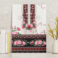 Red Romanian National Costume Canvas Wall Art Peony Flowers Traditional Folk Pattern - Wonder Print Shop
