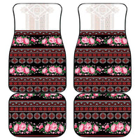Red Romanian National Costume Car Mats Peony Flowers Traditional Folk Pattern - Wonder Print Shop