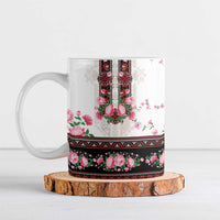 Red Romanian National Costume Ceramic Mug Peony Flowers Traditional Folk Pattern - Wonder Print Shop