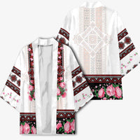 Red Romanian National Costume Kimono Peony Flowers Traditional Folk Pattern - Wonder Print Shop
