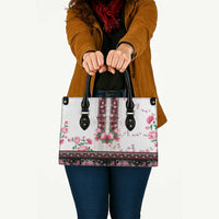 Red Romanian National Costume Leather Bag Peony Flowers Traditional Folk Pattern - Wonder Print Shop