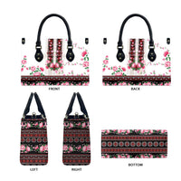 Red Romanian National Costume Leather Bag Peony Flowers Traditional Folk Pattern - Wonder Print Shop