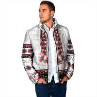 Red Romanian National Costume Padded Jacket Peony Flowers Traditional Folk Pattern - Wonder Print Shop