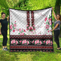 Red Romanian National Costume Quilt Peony Flowers Traditional Folk Pattern - Wonder Print Shop
