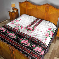 Red Romanian National Costume Quilt Peony Flowers Traditional Folk Pattern - Wonder Print Shop