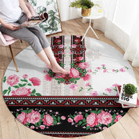 Red Romanian National Costume Round Carpet Peony Flowers Traditional Folk Pattern - Wonder Print Shop