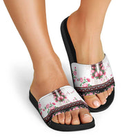 Red Romanian National Costume Slide Sandals Peony Flowers Traditional Folk Pattern - Wonder Print Shop