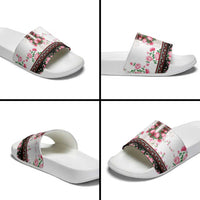 Red Romanian National Costume Slide Sandals Peony Flowers Traditional Folk Pattern - Wonder Print Shop