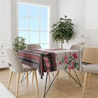 Red Romanian National Costume Tablecloth Peony Flowers Traditional Folk Pattern - Wonder Print Shop