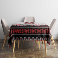 Red Romanian National Costume Tablecloth Peony Flowers Traditional Folk Pattern - Wonder Print Shop