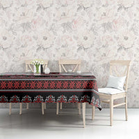 Red Romanian National Costume Tablecloth Peony Flowers Traditional Folk Pattern - Wonder Print Shop