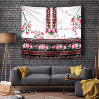 Red Romanian National Costume Tapestry Peony Flowers Traditional Folk Pattern - Wonder Print Shop