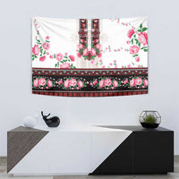 Red Romanian National Costume Tapestry Peony Flowers Traditional Folk Pattern - Wonder Print Shop