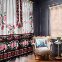 Red Romanian National Costume Window Curtain Peony Flowers Traditional Folk Pattern - Wonder Print Shop