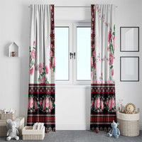 Red Romanian National Costume Window Curtain Peony Flowers Traditional Folk Pattern - Wonder Print Shop