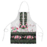 Green Romanian National Costume Apron Peony Flowers Traditional Folk Pattern - Wonder Print Shop