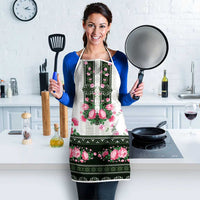 Green Romanian National Costume Apron Peony Flowers Traditional Folk Pattern - Wonder Print Shop