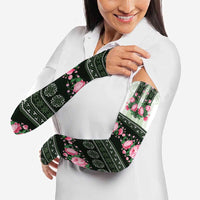 Green Romanian National Costume Arm Sleeves Peony Flowers Traditional Folk Pattern - Wonder Print Shop