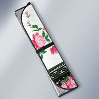 Green Romanian National Costume Auto Sun Shade Peony Flowers Traditional Folk Pattern - Wonder Print Shop