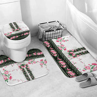 Green Romanian National Costume Bathroom Set Peony Flowers Traditional Folk Pattern - Wonder Print Shop