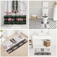 Green Romanian National Costume Bathroom Set Peony Flowers Traditional Folk Pattern - Wonder Print Shop