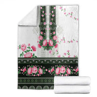 Green Romanian National Costume Blanket Peony Flowers Traditional Folk Pattern - Wonder Print Shop