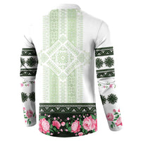 Green Romanian National Costume Button Sweatshirt Peony Flowers Traditional Folk Pattern - Wonder Print Shop