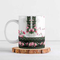 Green Romanian National Costume Ceramic Mug Peony Flowers Traditional Folk Pattern - Wonder Print Shop
