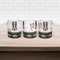 Green Romanian National Costume Ceramic Mug Peony Flowers Traditional Folk Pattern - Wonder Print Shop