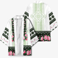 Green Romanian National Costume Kimono Peony Flowers Traditional Folk Pattern - Wonder Print Shop