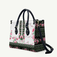Green Romanian National Costume Leather Bag Peony Flowers Traditional Folk Pattern - Wonder Print Shop