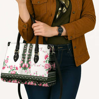 Green Romanian National Costume Leather Bag Peony Flowers Traditional Folk Pattern - Wonder Print Shop
